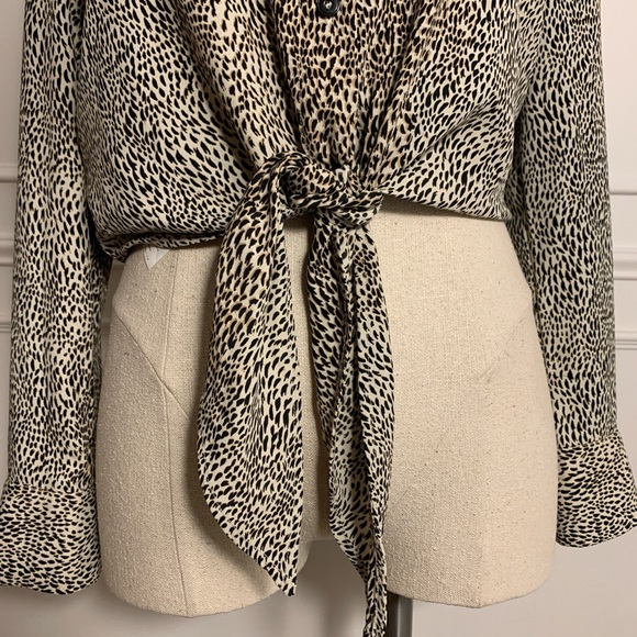 Mango leopard animal print blouse button up shirt - Picture 2 of 4